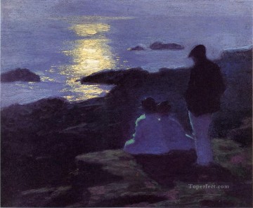 夏の夜 印象派のビーチ エドワード・ヘンリー・ポットストスト Oil Paintings